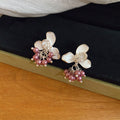 Pastel Flower and Pearl Drop Stud Earrings in Two Colors view 6