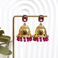 Five Color Gold Tone Beaded Jhumka Bell Dangle Earrings view 7