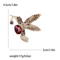 Rhinestone Hummingbird Brooch Large Oval Gem Gold or Silver view 4
