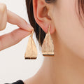 Curved Cutout Leaf Gold and Silver Statement Stud Earrings view 2