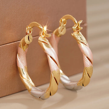 Twisted Multi-Tone Hoop Earrings In Seven Shape Variants