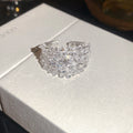 Silver Multi-Row Clear Crystal Open Cuff Statement Ring view 6