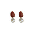 Gold-Tone Red Oval Stud Clear Faceted Crystal Ball Drops view 5