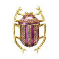 Striped Crystal Beetle Brooch in Pink or Black Enamel view 2