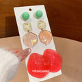Resin Irregular Round Earring Three Pair Color Mix view 3