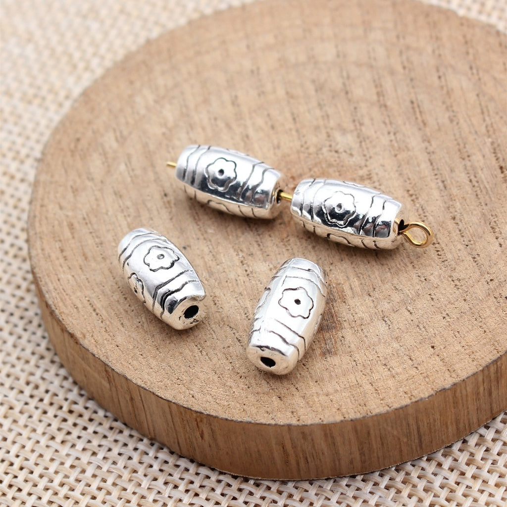 12.6x6.9x6.9mm 2.3g Antique Silver Zinc Alloy Flower Small Hole Spacer Beads for DIY Bracelet Jewelry Making