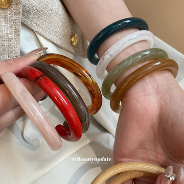 Thick Rounded Resin Open Cuff Bracelet In Seven Colors