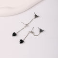 Black Butterfly Chain Heart Two Part Stud Earrings view 3