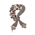 Crystal Bow Brooch With Floral Stones in Two Color Styles view 5