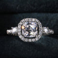 Silver Tone Cushion Clear Stone Halo Ring With Side Accents view 4
