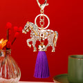 Crystal Horse Keychains with Plain and Six Color Tassel Options view 3