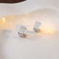 Gold and Silver Square Mini Open Hoop Stud Earrings view 7