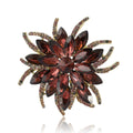 Antique Gold Layered Flower Brooch with Faceted Crystal Petals view 5