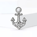 Rhinestone Anchor Brooch in Gold or Silver Decorative Lapel Pin view 3