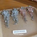 Floral Crystal Cascade Stud Earrings in Pink and Clear view 2