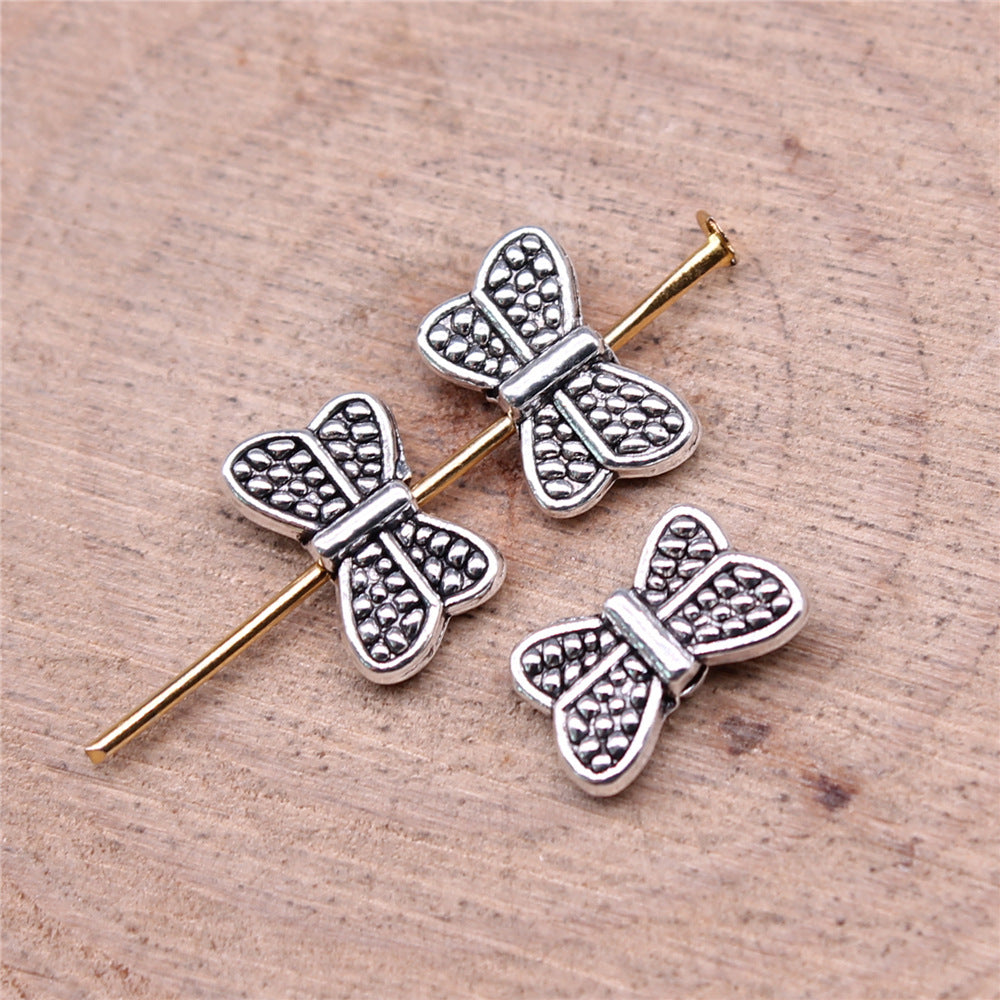 11x7mm 0.57g Antique Silver Zinc Alloy Butterfly Loose Metal Beads for DIY Bracelet Jewelry Making