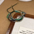 Green Gray Multistrand Bead Bracelet With Braided Cord Closure view 4