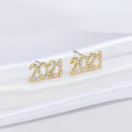 Gold Tone Crystal Year, Letter and Celestial Stud Earrings in Five Designs view 3