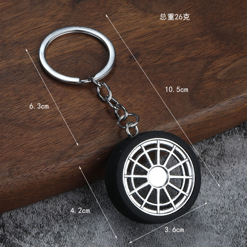 Metal Wheel Rim Tire Keychain Creative Car Modification Accessory