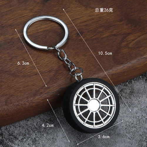 Metal Wheel Rim Tire Keychain Creative Car Modification Accessory