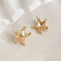 Gold-Tone Starfish Stud Earrings with Clear Crystal Accents view 6