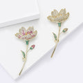 Long Stem Lotus Crystal Brooch in Pink or Champagne view 3