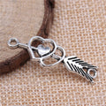 Antique Silver Double Heart and Arrow Connector Charm view 2