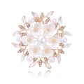 White Flower Crystal Pearl Look Two Designs Metal Brooch Pin view 6