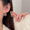 Red Rocking Horse Crystal Look Gold Tone Stud Earrings view 6