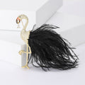 Flamingo Feather Brooch in Metal with Gold-tone Flamingo Neck and Soft Feather Plumage view 6