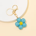 Rhinestone Flower Keychain Daisy Charm Gold Hardware view 7