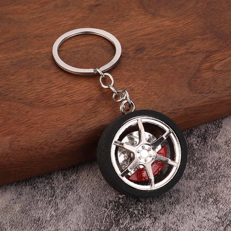 Car Brake Disc Wheel Rim Metal Keychain Tire Style Accessory