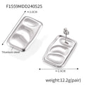 Gold Steel Square Ruched Texture Stud Earrings Pair view 6