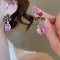 Colorful Crystal Floral Drop Earrings with Reflective Details view 4