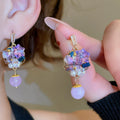 Multicolor Beaded Leaf Fringe Hook Earrings with Polished Details view 4