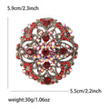 Vintage Openwork Round Crystal Brooch in Red or Blue view 6