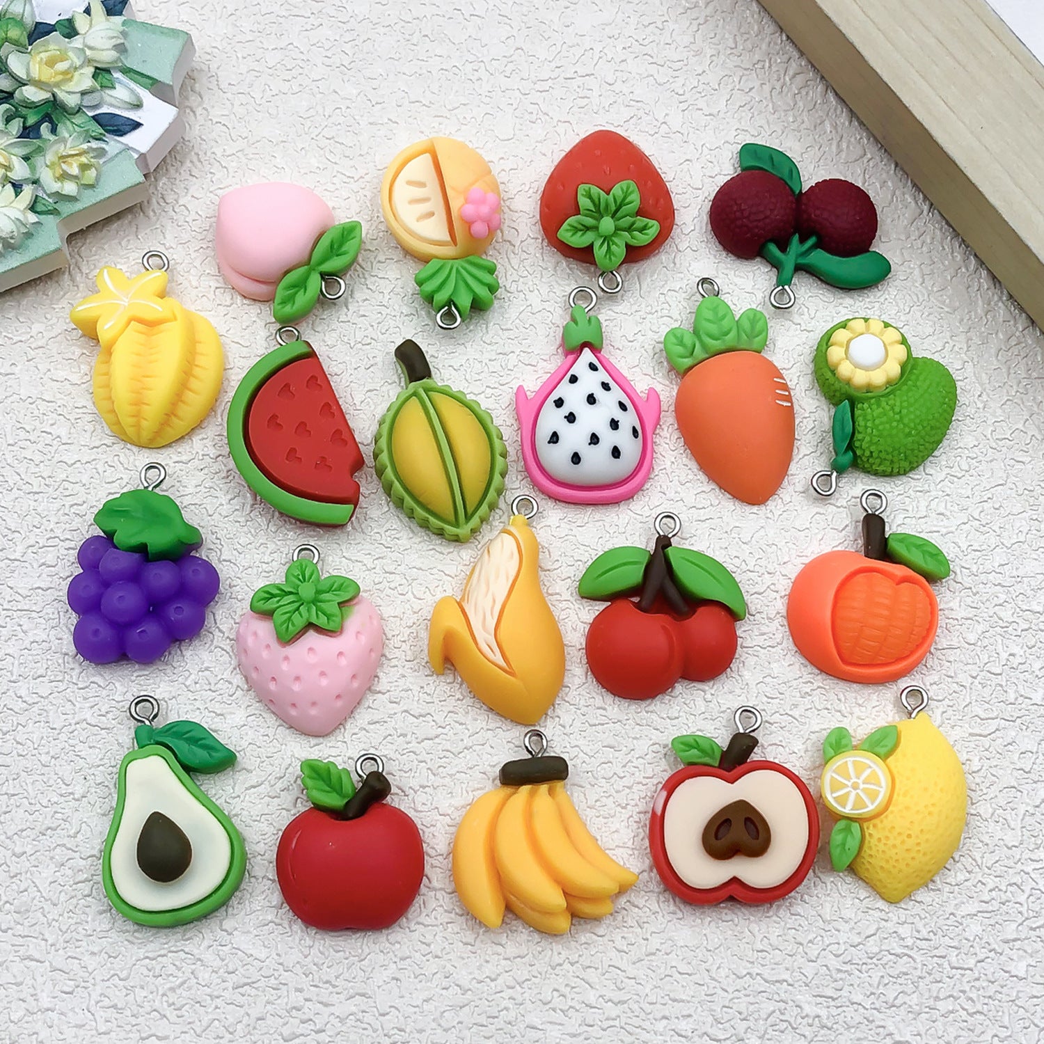 Acrylic Avocado Watermelon Lemon Banana Fruit Charm Pendant for DIY Bracelet Necklace