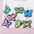 Silver Tone Colorful Butterfly Acrylic Hook Earrings in Seven Designs view 5