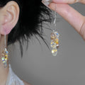 Iridescent Crystal Threader Earrings with Reflective Details view 3