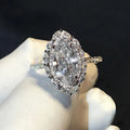 White Gold Tone Marquise Halo Crystal Ring Sizes 6-10 view 2