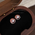 Rose Gold Open Circle White Pearl Mini Stud Earrings view 3