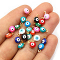 Colorful Evil Eye Enamel Disc Charms with Gold Tone Loops view 2