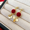 Red Velvet Disc Gold Tone Layered Sequin Dangle Earrings view 6