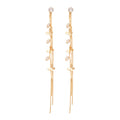 Gold Tone Butterfly and Vine Stud Earrings with Long Tassels view 5