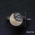Two Tone Brushed Gold Crystal Half Moon Finger Ring view 5