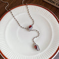 Silver Crystal Teardrop Snake Style Lariat Necklace view 6