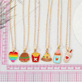 Gold Tone Colorful Enamel Food and Heart Pendant Necklaces view 5