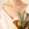 Gold Dual Lucky Plate Bar Necklace Notched Tag Cable Chain view 1