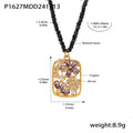 Gold Flower Zircon Pendant Natural Stone Bead Necklace view 8