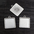 Square Cabochon Pendant Trays with Two Hanging Loops view 2
